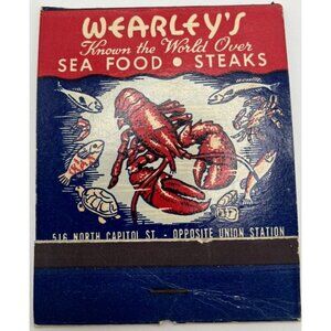 Vintage 1957 Wearley's Matchbook Washington DC Large